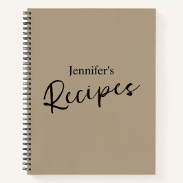 Elegantes Minimalistisches hellbraunes Rezept Notizbuch