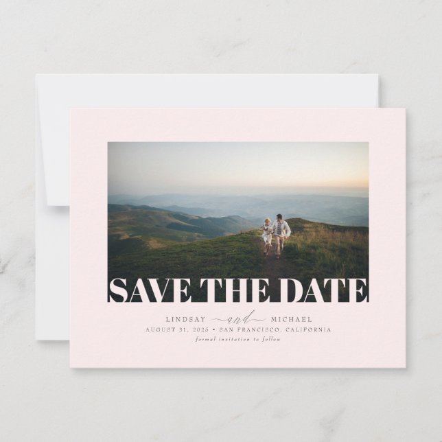Elegantes Minimalistisches hellrosa Save the Date  (Vorderseite)