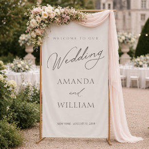 Elegantes minimalistisches Hochzeit-Willkommensban Banner