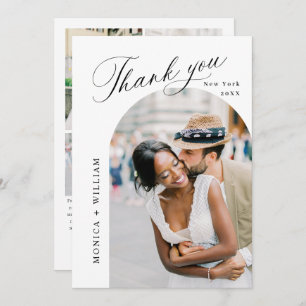 Elegantes Minimalistisches Hochzeiten 5 Foto Dankeskarte