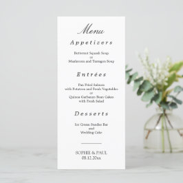 Elegantes Minimalistisches Hochzeitmenü Menükarte