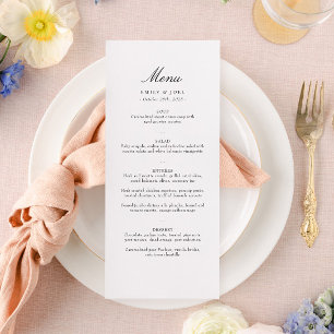 Elegantes Minimalistisches Hochzeitsmenü Menükarte
