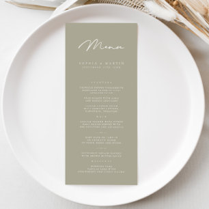 Elegantes Minimalistisches Hochzeitsmenü Menükarte