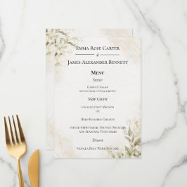 Elegantes minimalistisches Hochzeitsmenü Menükarte