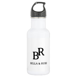 Elegantes minimalistisches Hochzeitsmonogramm aus Edelstahlflasche