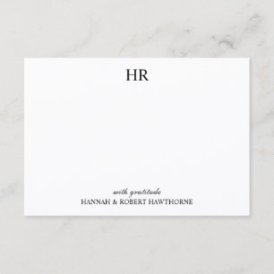 Elegantes minimalistisches Hochzeitsmonogramm Dankeskarte
