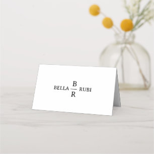 Elegantes minimalistisches Hochzeitsmonogramm-Desi Platzkarte