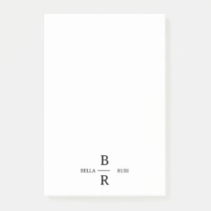 Elegantes minimalistisches Hochzeitsmonogramm-Desi Post-it Klebezettel