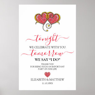 Elegantes minimalistisches Hochzeitsprobeessen Poster
