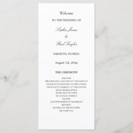 Elegantes Minimalistisches Hochzeitsprogramm