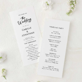 Elegantes Minimalistisches Hochzeitsprogramm Programm