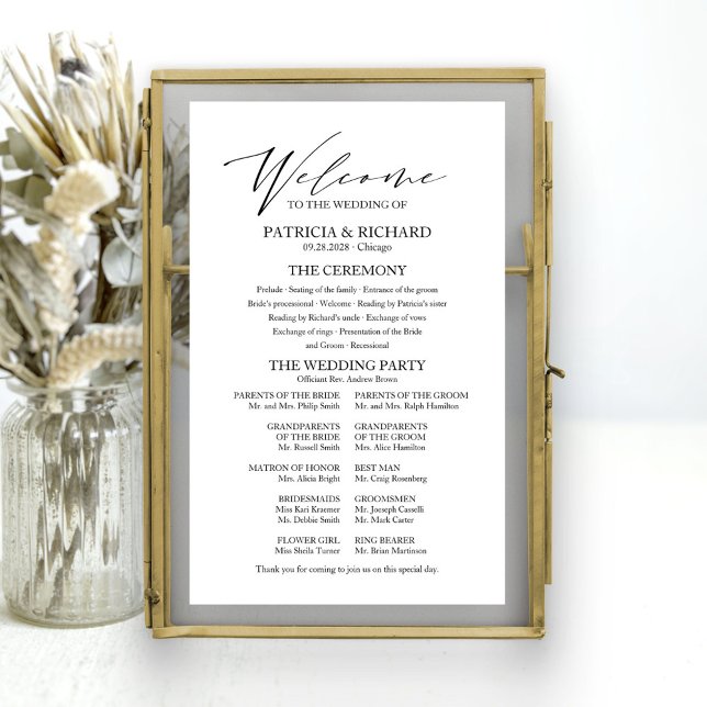 Elegantes minimalistisches Hochzeitsprogramm-Schil Poster (Von Creator hochgeladen)