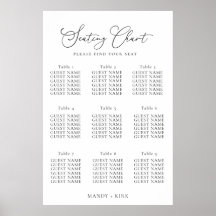 Elegantes minimalistisches Hochzeitssitzplan-Schil