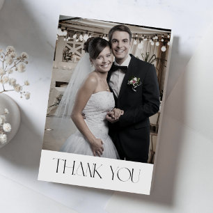 Elegantes Minimalistisches Hochzeitsszenario-Foto Dankeskarte