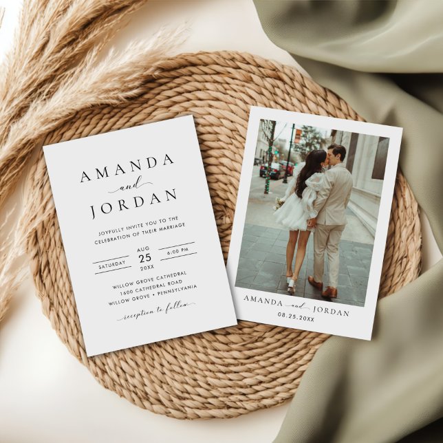 Elegantes Minimalistisches Hochzeitsszenario-Foto Einladung (Von Creator hochgeladen)