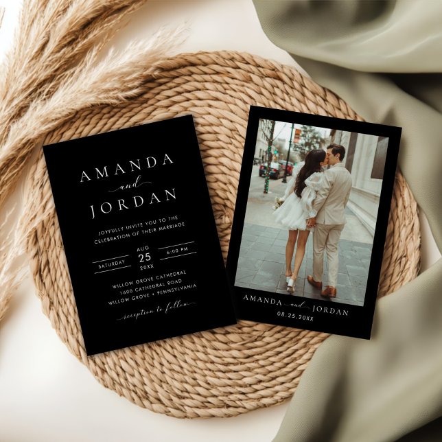 Elegantes Minimalistisches Hochzeitsszenario-Foto Einladung (Von Creator hochgeladen)
