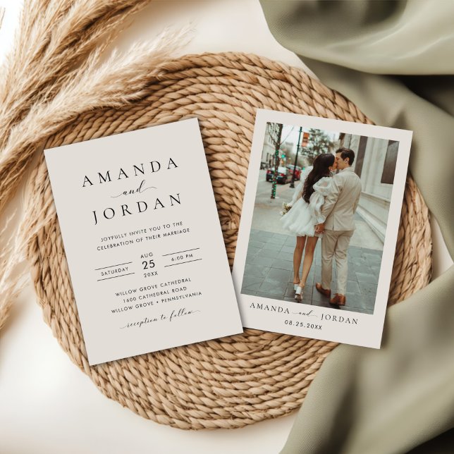 Elegantes Minimalistisches Hochzeitsszenario-Foto Einladung (Von Creator hochgeladen)