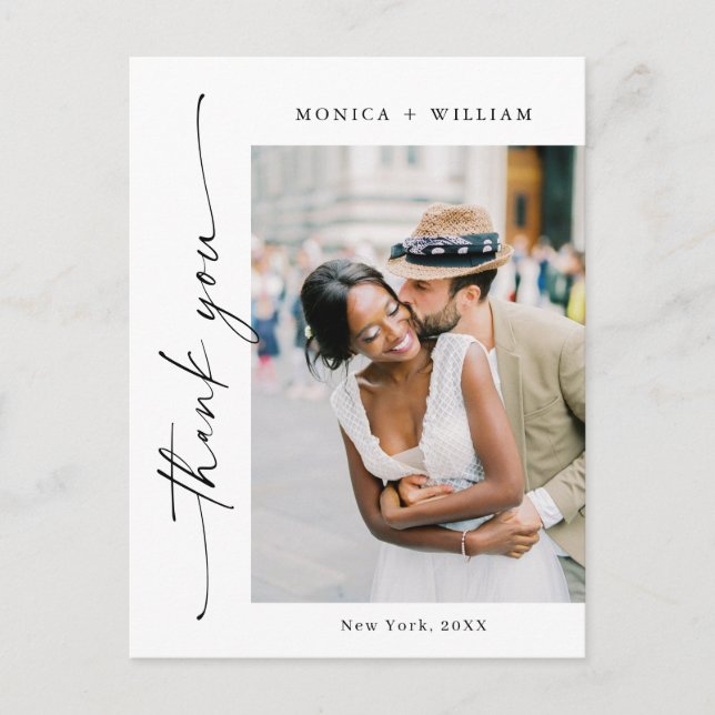 Elegantes Minimalistisches Hochzeitsszenario Foto  Postkarte (Vorderseite)