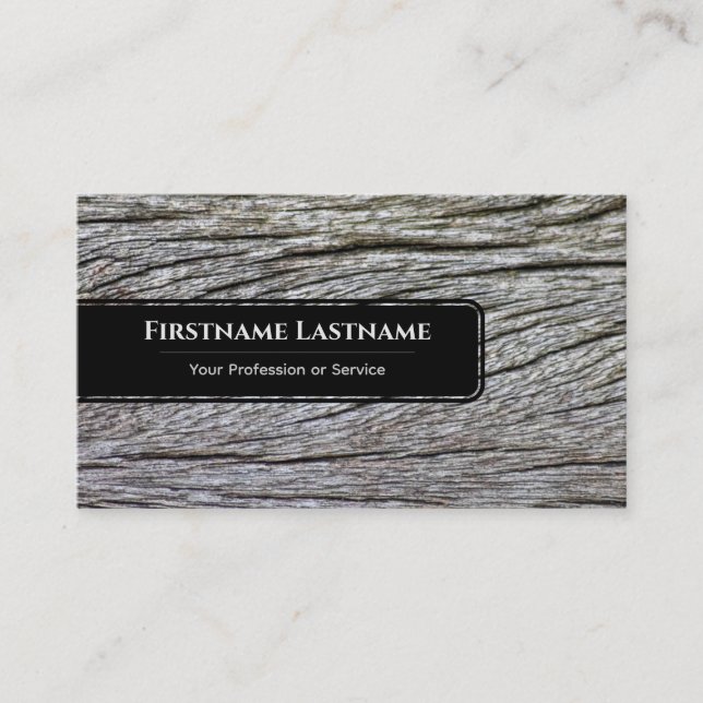 Elegantes, minimalistisches Holzkorn im schwarzen  Visitenkarte (Vorderseite)