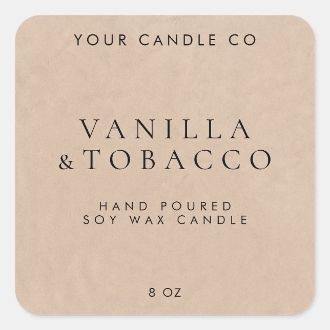 Elegantes, Minimalistisches Kraft-Kerzensiegel Quadratischer Aufkleber (Vorderseite)