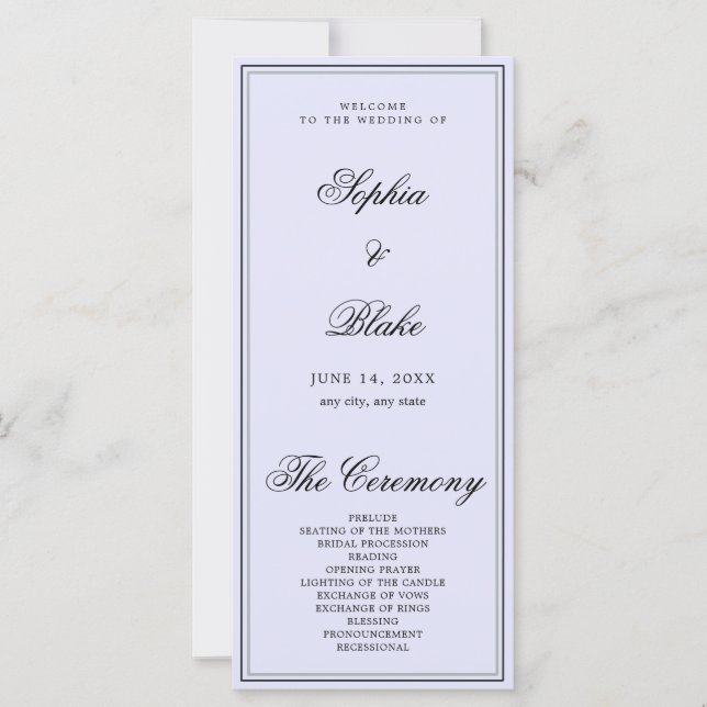 Elegantes Minimalistisches Lavendelprogramm (Vorderseite)