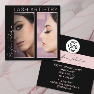 Elegantes minimalistisches Logo für Wimpernkünstle Quadratische Visitenkarte
