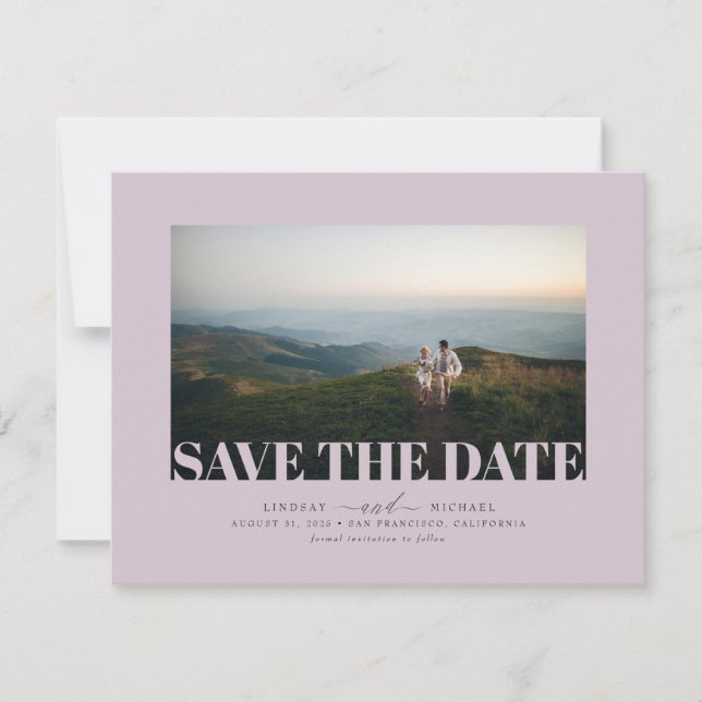 Elegantes Minimalistisches Mauve-Save the Date Fot Save The Date (Vorderseite)