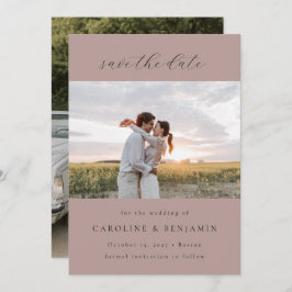 Elegantes Minimalistisches Mauve Script Wedding Tw Save The Date