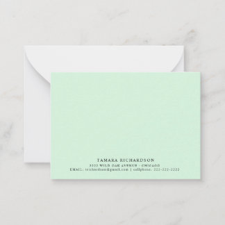 Elegantes Minimalistisches Mint Green Mitteilungskarte