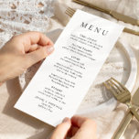Elegantes Minimalistisches modernes Hochzeitsessen Menükarte<br><div class="desc">Für weitere Anpassungen klicken Sie bitte auf den Link "Weitere Anpassung" und verwenden Sie unser Design-Tool,  um diese Vorlage zu ändern.</div>