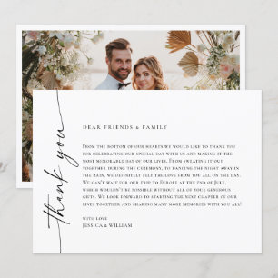 Elegantes Minimalistisches modernes Hochzeitsfest- Dankeskarte