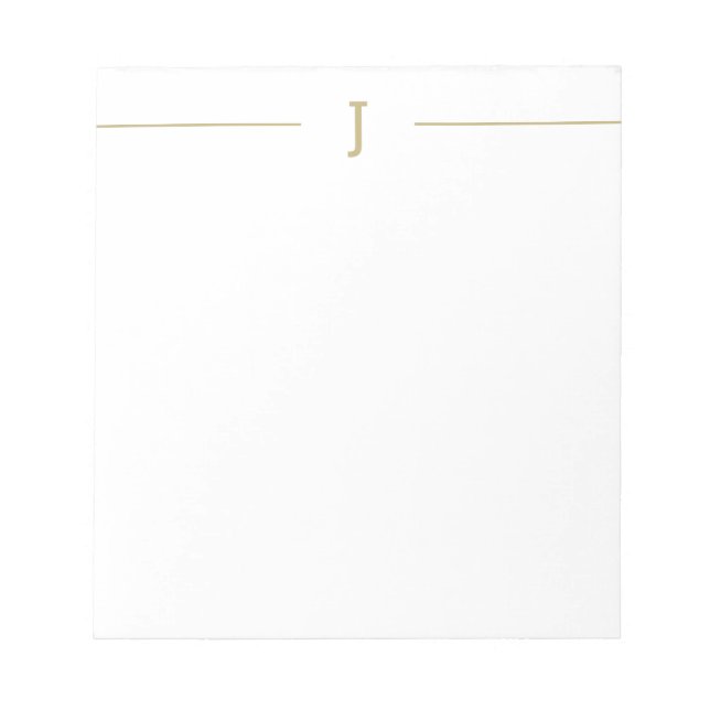Elegantes Minimalistisches Monogramm-Goldweißes No Notizblock (Vorderseite)