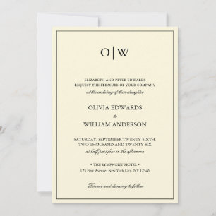Elegantes Minimalistisches Monogramm Hochzeit Einladung