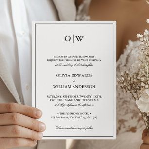 Elegantes Minimalistisches Monogramm Hochzeit Einladung