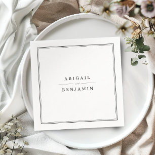 Elegantes, minimalistisches Monogramm in Schwarz-W Serviette