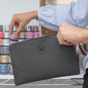 Elegantes Minimalistisches Monogramm Initial Gray  Zubehörtasche