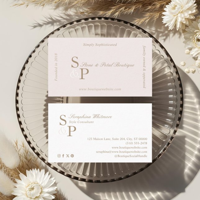 Elegantes Minimalistisches Monogramm-Logo für exkl Visitenkarte (Sleek Chic Minimal Elegant Boutique Monogram Logo Business Card)