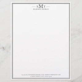 Elegantes Minimalistisches Monogramm mit drei Buch Briefbogen