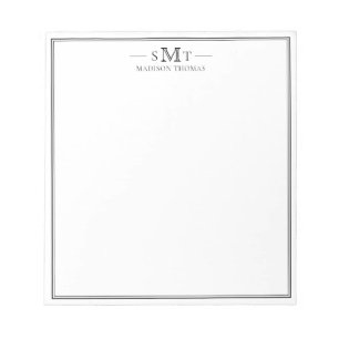 Elegantes Minimalistisches Monogramm mit drei Buch Notizblock