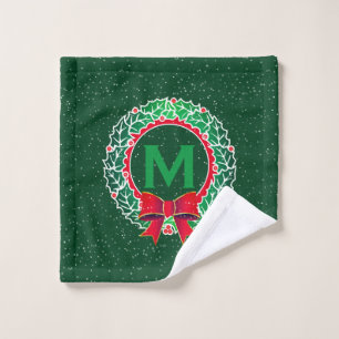 Elegantes minimalistisches Monogramm mit Kranz auf Waschlappen