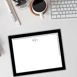 Elegantes Minimalistisches Monogramm mit zwei Gren Mitteilungskarte