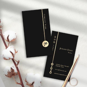 Elegantes Minimalistisches Monogramm Modernes Schw Visitenkarte