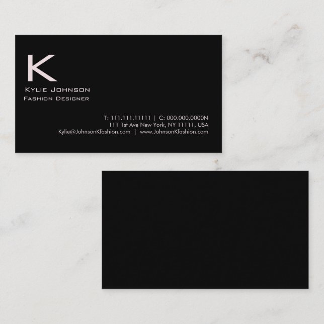 Elegantes Minimalistisches Monogramm Personalisier Visitenkarte (Vorne/Hinten)