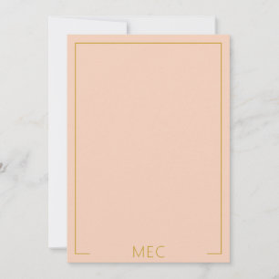 Elegantes minimalistisches Monogramm Pfirsichrose  Mitteilungskarte