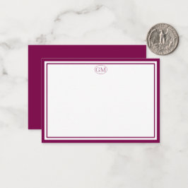 Elegantes minimalistisches Monogramm ROT Zwei Ränd Mitteilungskarte