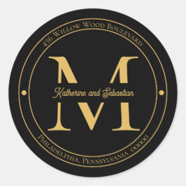 Elegantes Minimalistisches Monogramm-Rücksendeadre Runder Aufkleber