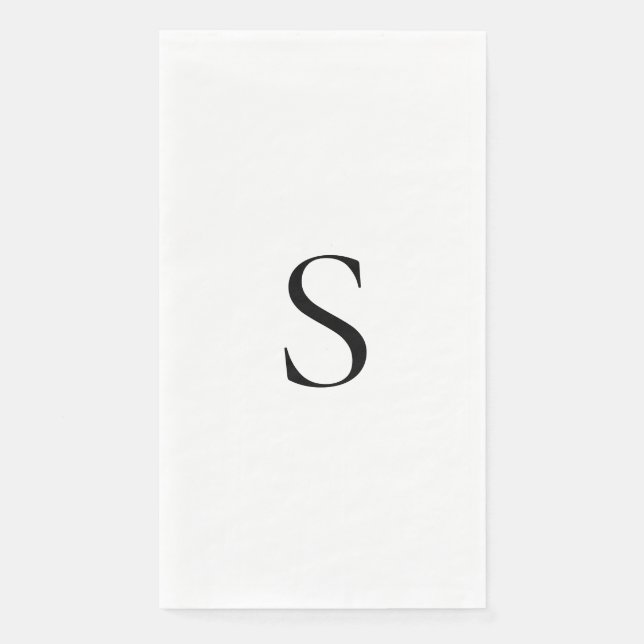 Elegantes Minimalistisches Monogramm Schwarz/Weiß Serviette (Vorderseite)