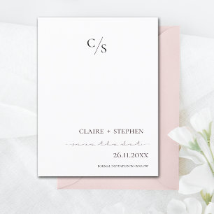 Elegantes Minimalistisches Monogramm Schwarz-weiße Ankündigungspostkarte