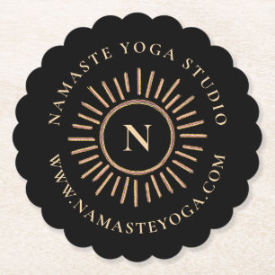 Elegantes Minimalistisches Monogramm-Schwarzgelb Untersetzer