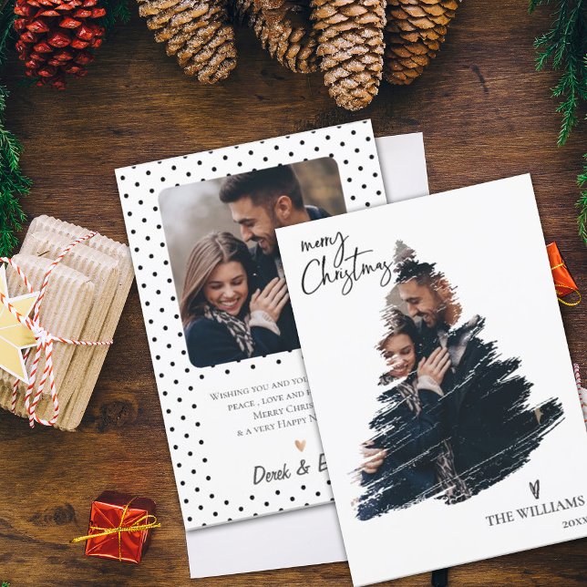 Elegantes Minimalistisches Multi-Foto Frohe Weihna (Elegant Minimalist Multi Photo Merry Christmas Card)